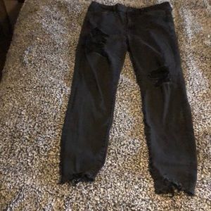 American Eagle Outfitters hi rise jeggings black distressed